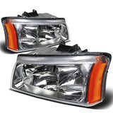 03-06 Chevy Silverado Avalanche Chrome Headlights w/ Amber Corner