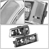 03-06 Chevrolet Silverado/Avalanche Black Housing Headlights 4PC Set