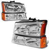 03-06 Chevy Silverado/Avalanche Chrome Headlights 4PC Set 9005/9006