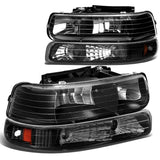 99-06 Chevrolet Silverado Suburban Tahoe Black Amber Headlights 4PC