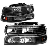 99-06 Chevrolet Silverado Suburban Tahoe Black Amber Headlights 4PC