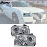 2005-2010 Chrysler 300 Clear Chrome Front Projector Head Lights Pair