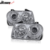 2005-2010 Chrysler 300 Clear Chrome Front Projector Head Lights Pair