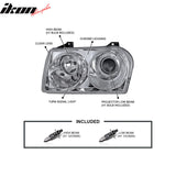 2005-2010 Chrysler 300 Clear Chrome Front Projector Head Lights Pair