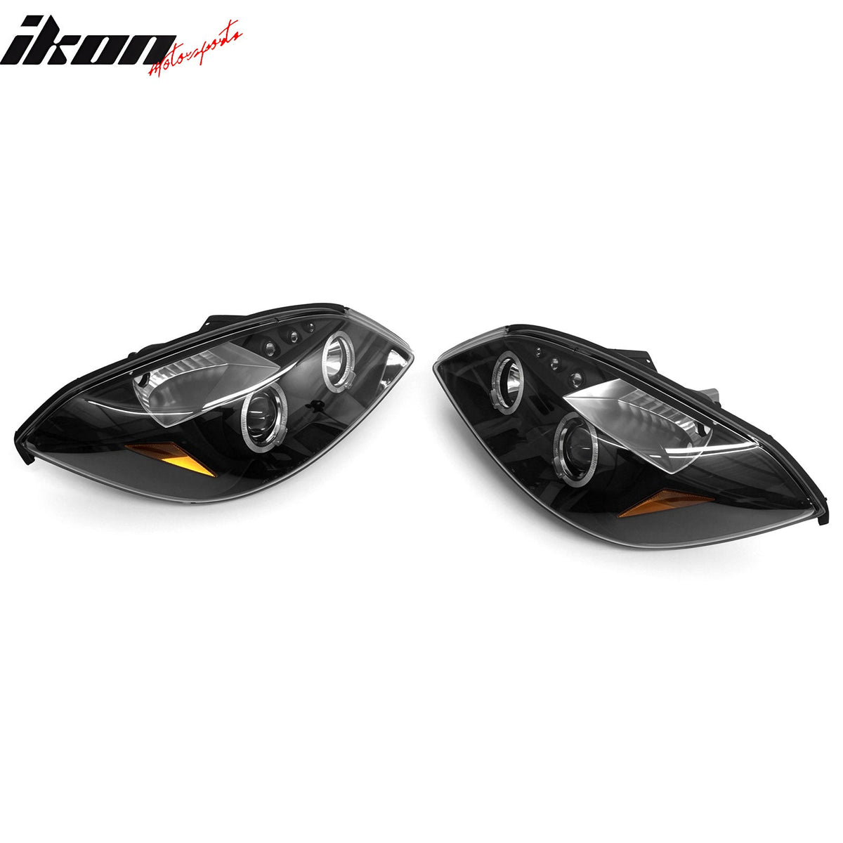 2005-2010 Chevrolet Chevy Cobalt 2PCS Driver Passenger Side Front Bumper Driving Headlights Head Lamps Assembly Replacement Black Housing Clear Lens