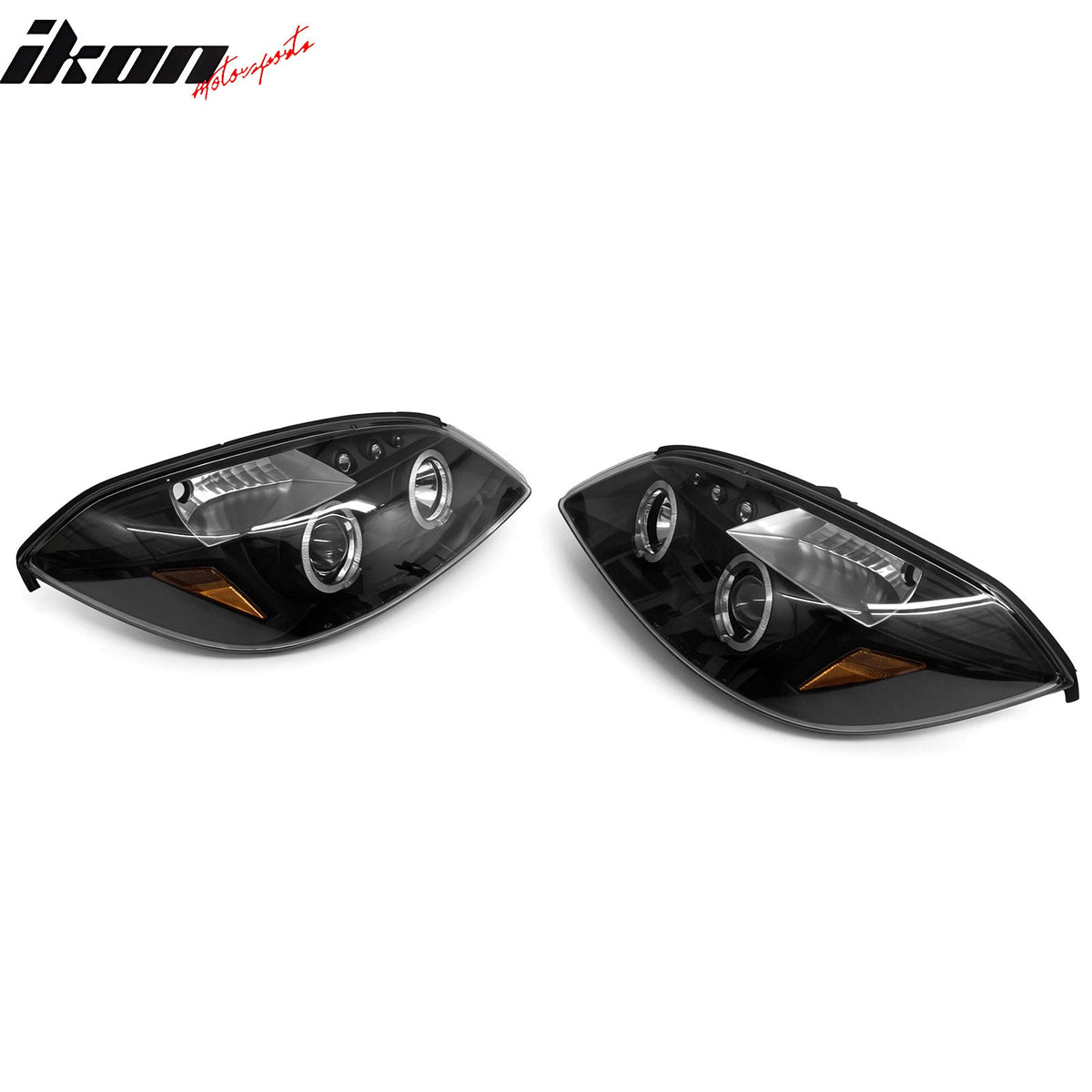 2005-2010 Chevrolet Chevy Cobalt 2PCS Driver Passenger Side Front Bumper Driving Headlights Head Lamps Assembly Replacement Black Housing Clear Lens