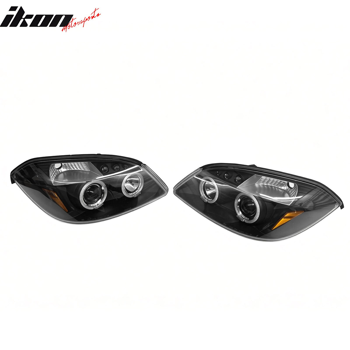 2005-2010 Chevrolet Chevy Cobalt 2PCS Driver Passenger Side Front Bumper Driving Headlights Head Lamps Assembly Replacement Black Housing Clear Lens
