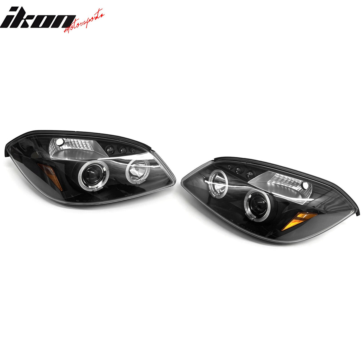 2005-2010 Chevrolet Chevy Cobalt 2PCS Driver Passenger Side Front Bumper Driving Headlights Head Lamps Assembly Replacement Black Housing Clear Lens