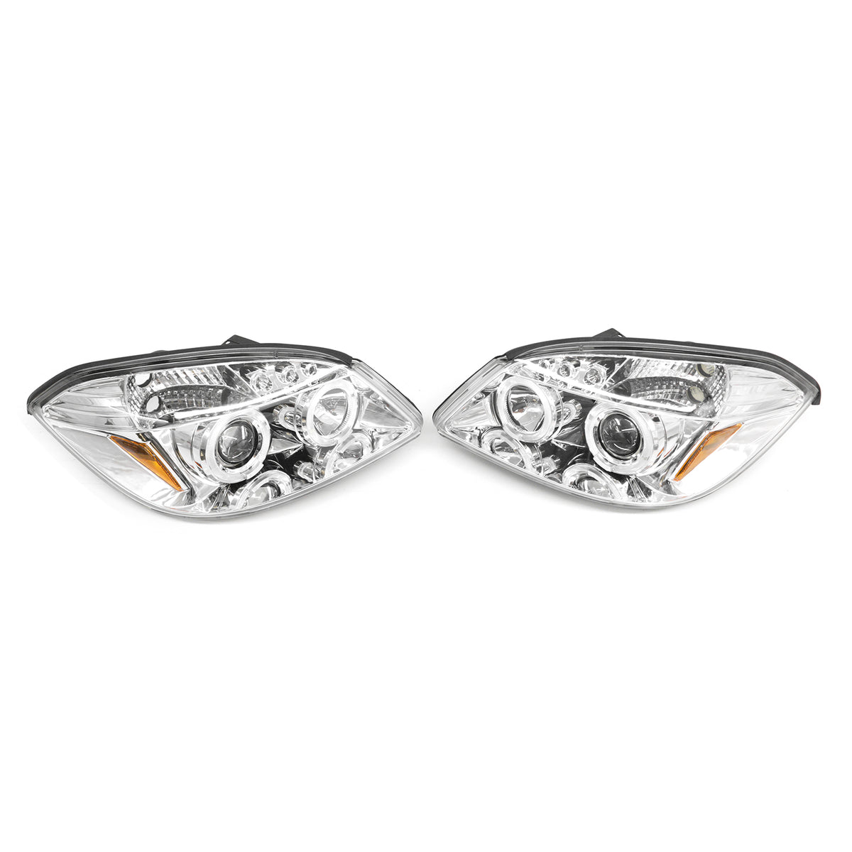 2005-2010 Chevy Cobalt 2007-2009 Pontiac G5 2005-2006 Pursuit LED Halo Head Lights Chrome Housing Clear Lens Pair