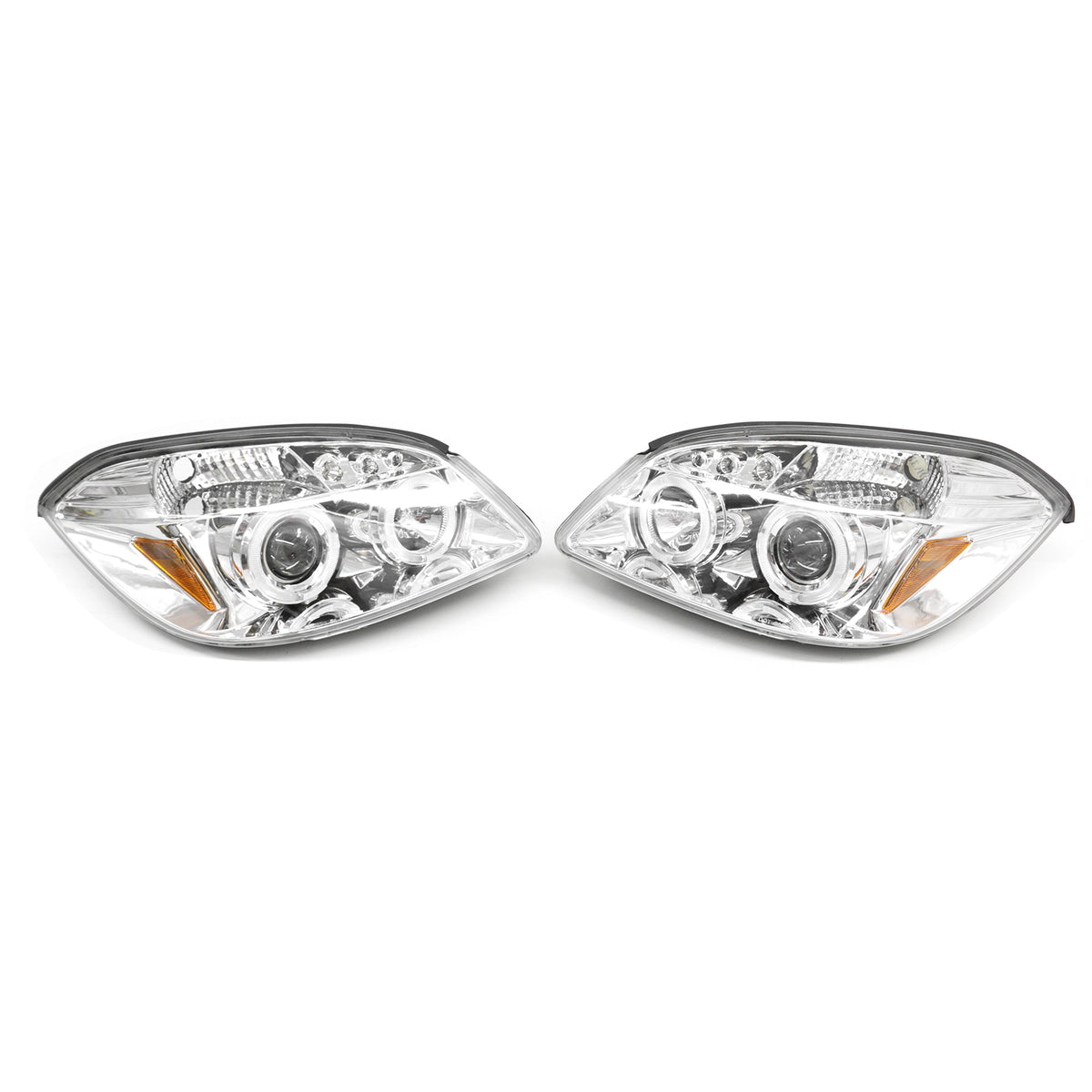 2005-2010 Chevy Cobalt 2007-2009 Pontiac G5 2005-2006 Pursuit LED Halo Head Lights Chrome Housing Clear Lens Pair