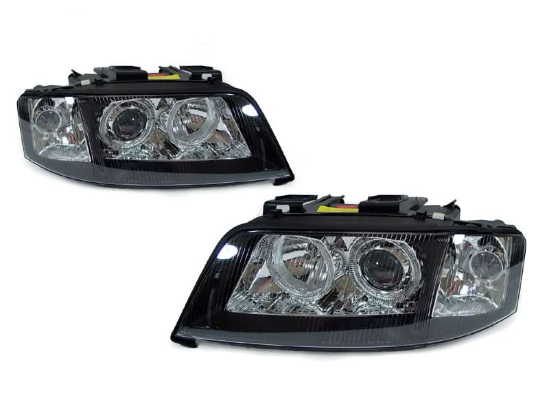 2002-2004 Audi A6 C5 D2S Black Angel Eye Projector Headlights