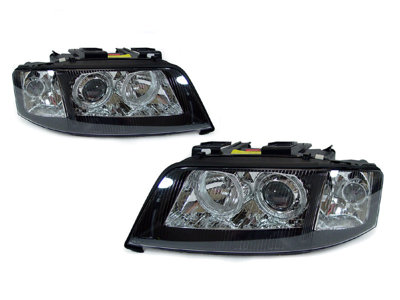 1998-2001 Audi A6 C5 D2S Black Angel Eye Projector Headlights