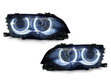 1999-2001 BMW E46 4d P46 Style Black Headlight White UHP LED