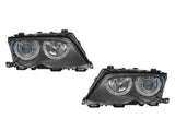 2002-2005 BMW E46 Black Projector Angel Eye Headlights 4pc Set
