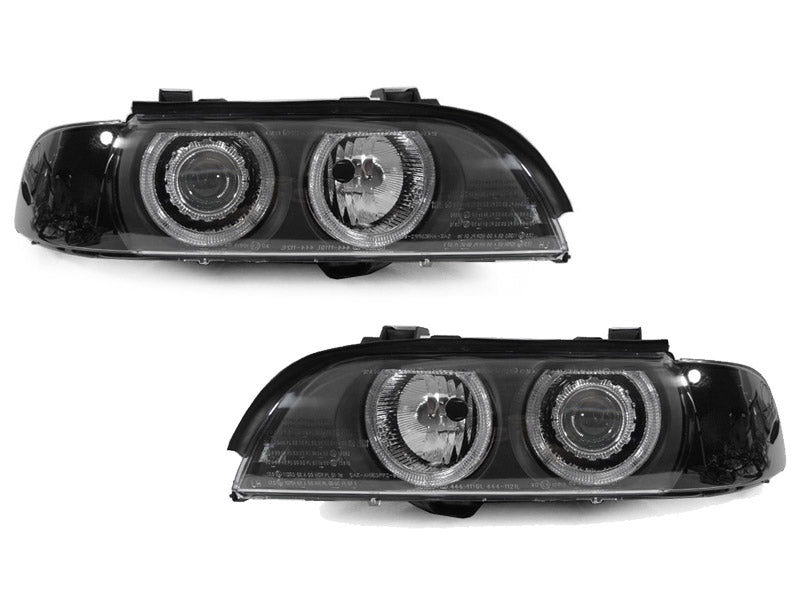1997-2003 BMW E39 5 Series Black Projector Angel Eye Headlights