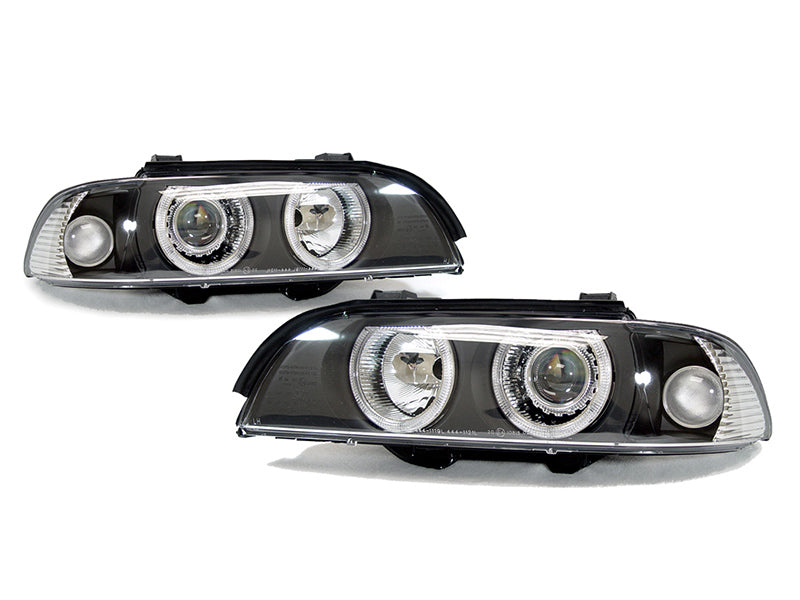 1997-2003 BMW E39 5 Series Black Projector Angel Eye Headlights