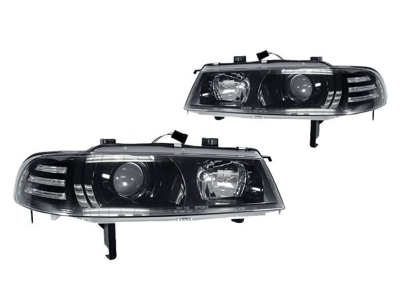 1992-1996 Honda Prelude DM Style Black Projector Headlight Set