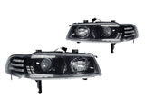1992-1996 Honda Prelude DM Style Black Projector Headlight Set