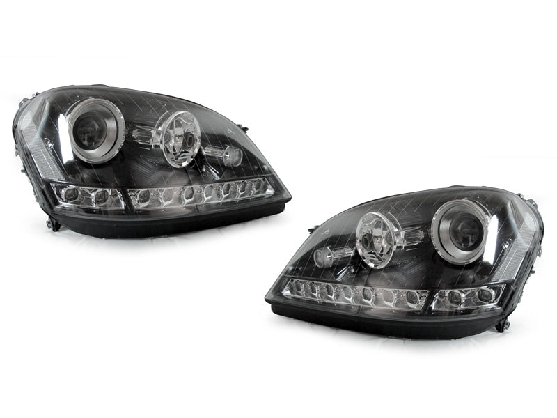 2006-2008 Mercedes W164 Ml-Class Depo Black Projector Headlight W/ Led Strip