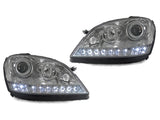 2006-2008 Mercedes W164 ML-Class Chrome Projector Headlights w/ LED Strip