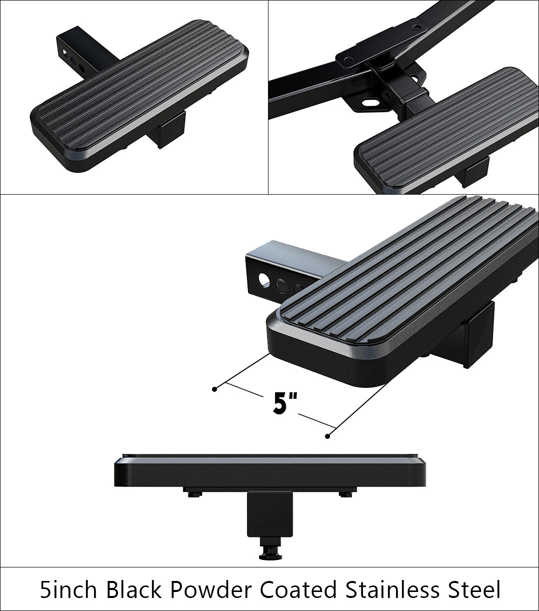 Stainless Steel Rear Hitch Step Universal Class 3 Hitch Step, 5-Inch iStep Style Rear Hitch Step, 14-inch Long HS09CAA2H
