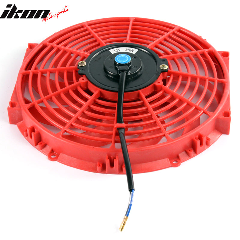 Universal 12 in Red Electric Radiator Engine Cooling Fan W/ Mount Kit