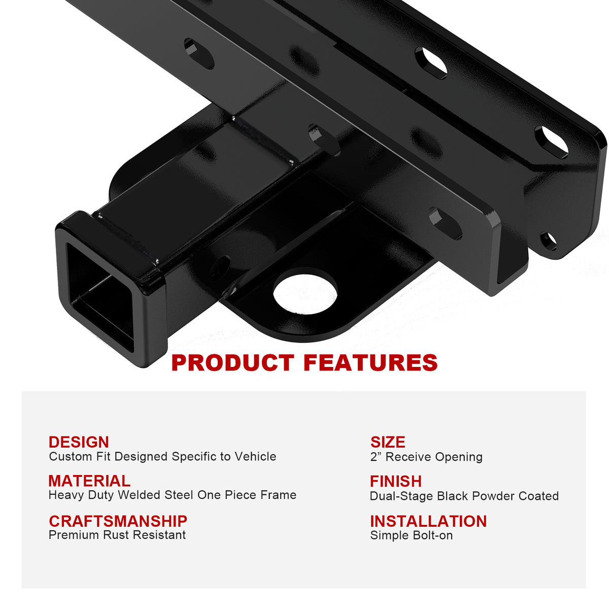 Carbon Steel Rear Hitch Class 3 2007-2018 Jeep Wrangler JK\2018-2025 Jeep Wrangler JL (Excluding Diesel Models) HT18CCC92
