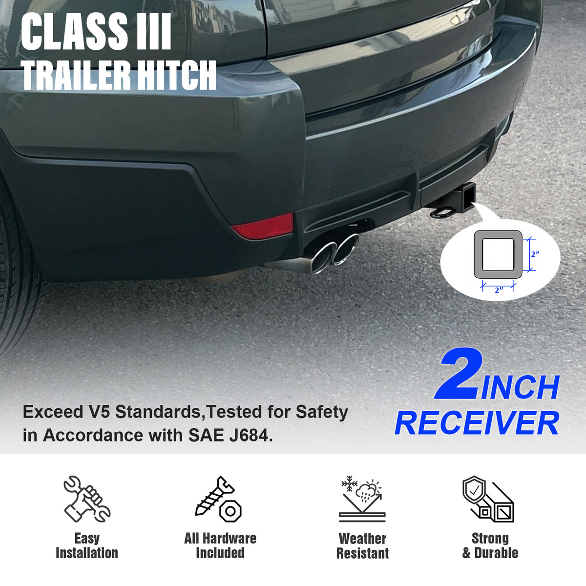 Carbon Steel Rear Hitch Class 3 2004-2010 BMW X3  HT18CEB36