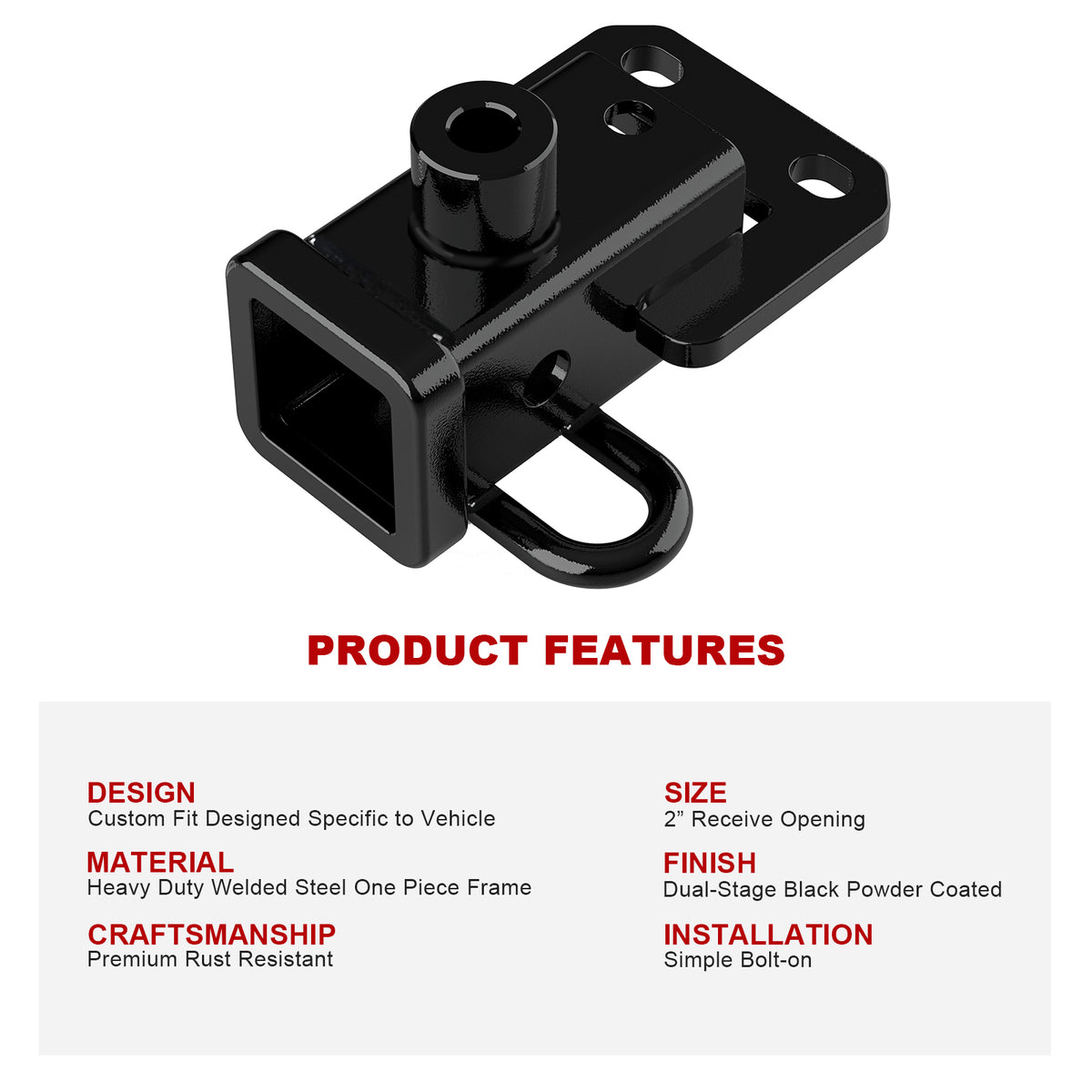 Carbon Steel Rear Hitch Class 3 2019-2026 Ram 1500 With Factory Class 3 Towing Bumper HT18CJD19