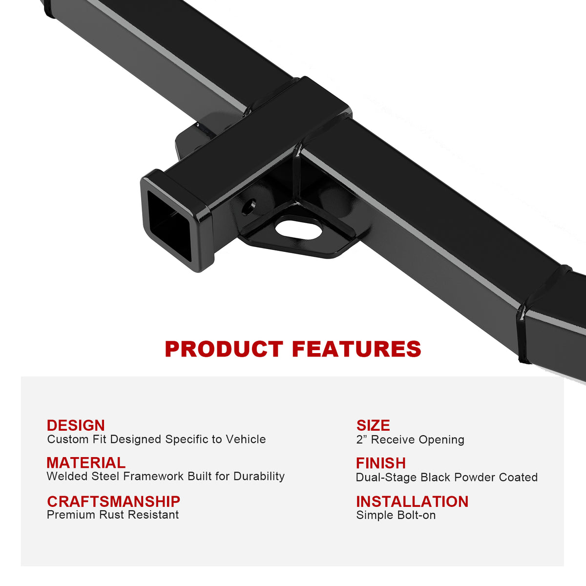 Carbon Steel Rear Hitch Class 3 2004-2012 Chevrolet Colorado/2004-2012 GMC Canyon/2006-2009 Isuzu I-series Pickup HT24CAB65