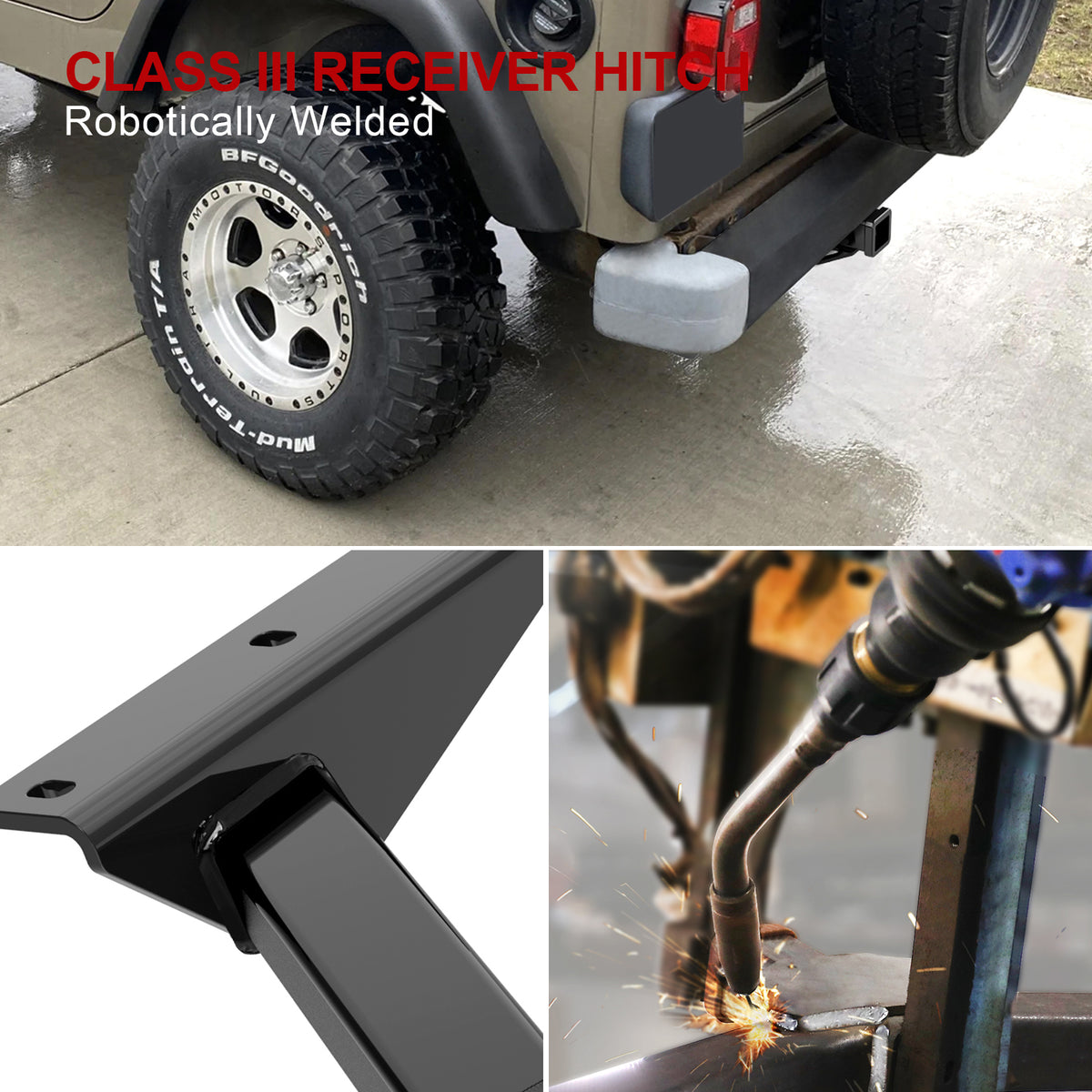 Carbon Steel Rear Hitch Class 3 1997-2006 Jeep Wrangler , Incl. with Tube Bumper and Rubicon HT24CAC41