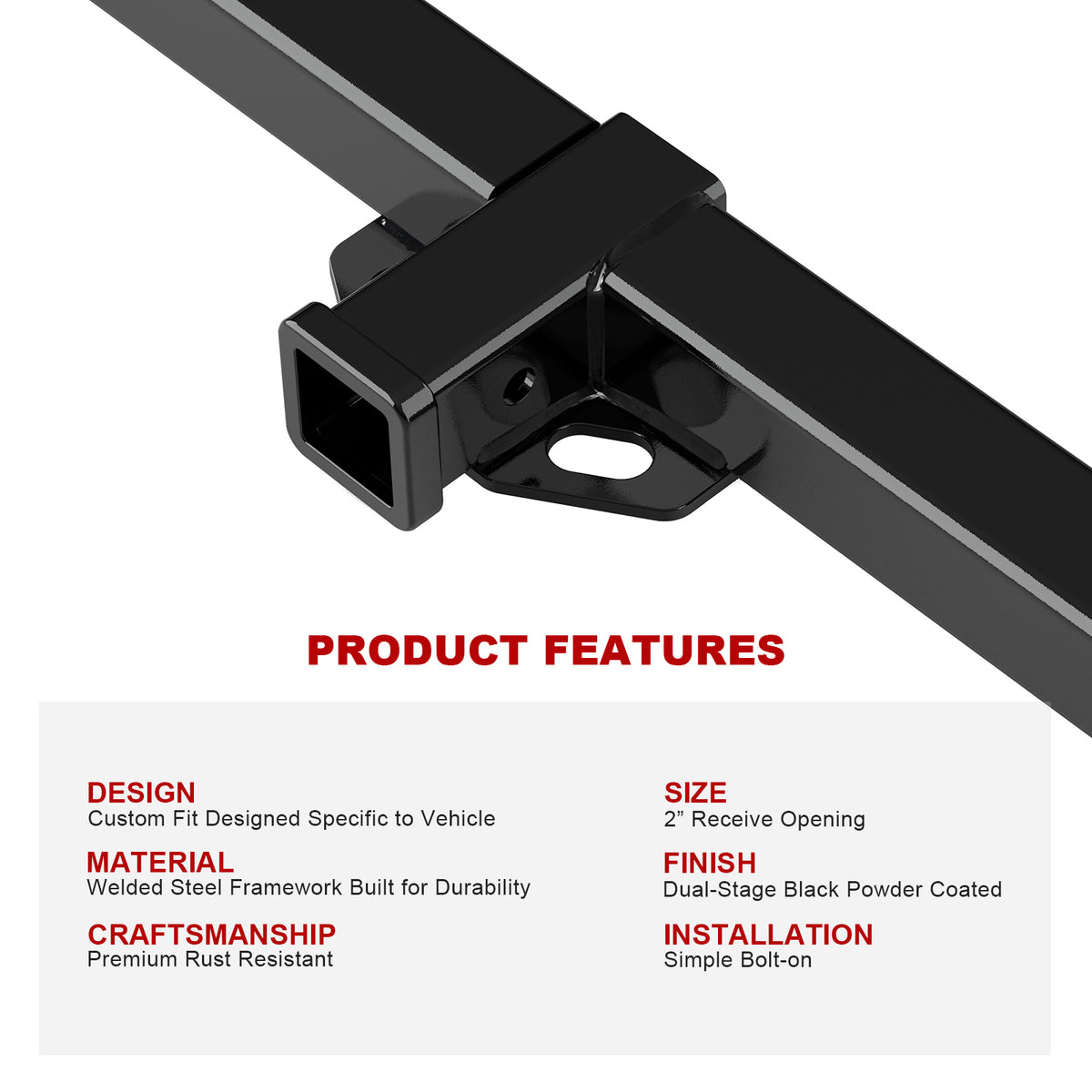 Carbon Steel Rear Hitch Class 3 1997-2006 Jeep Wrangler , Incl. with Tube Bumper and Rubicon HT24CAC41