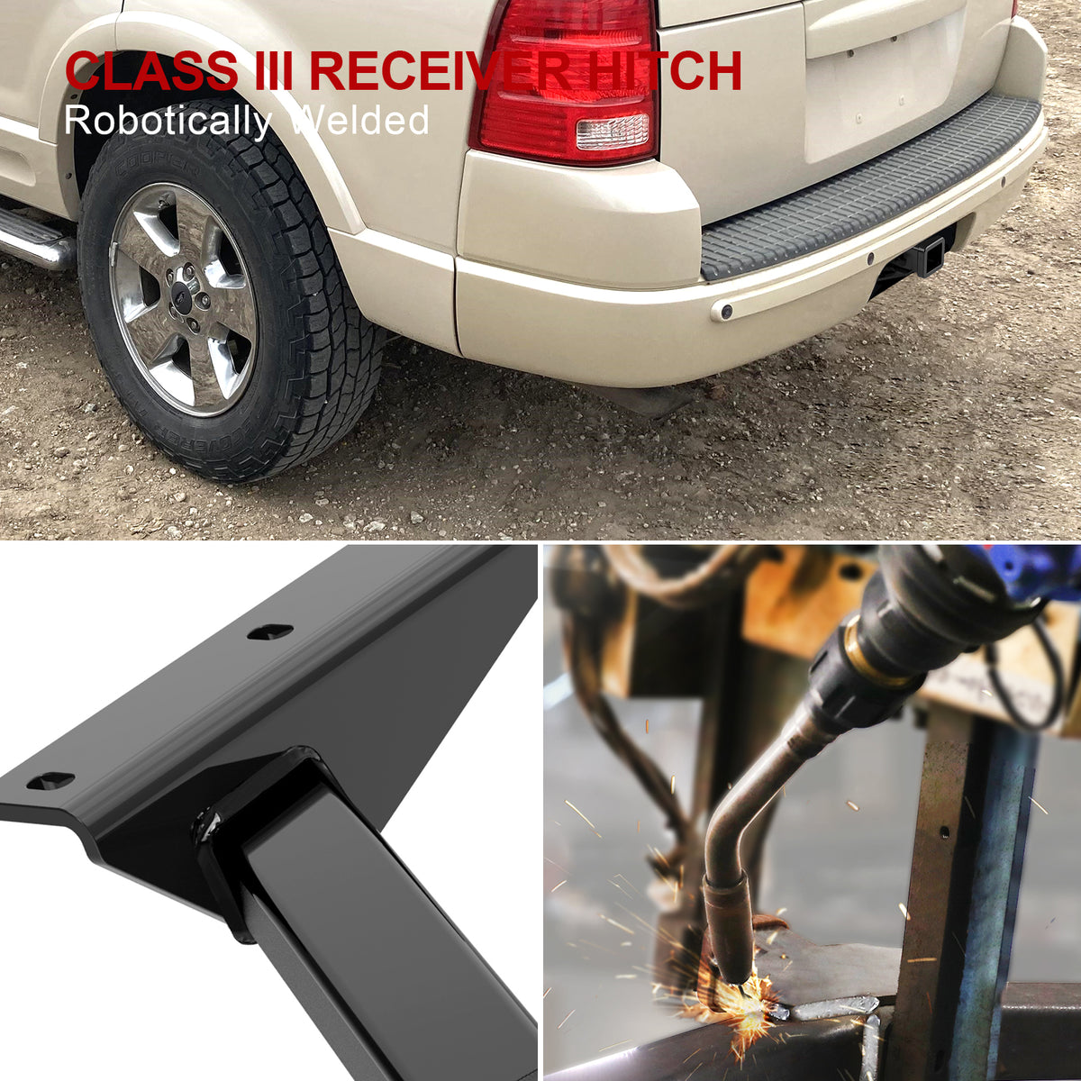 Carbon Steel Rear Hitch Class 3 2002-2005 Ford Explorer 4-Door\2003-2005 Lincoln Aviator\2002-2005 Mercury Mountaineer\Fits Beneath OE 1.25 In. Receiver HT24CAE55