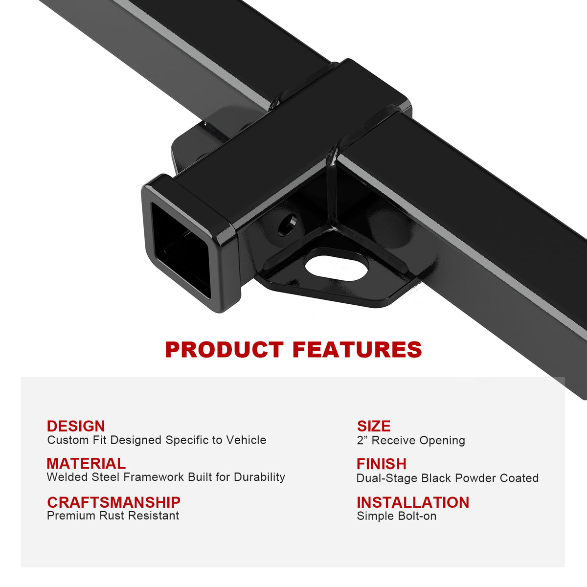 Carbon Steel Rear Hitch Class 3 1975-1998 Ford E-150 Econoline/E-250 Econoline/E-350 Econoline\1999-2002 Ford E-150 Econoline/E-250 Econoline/ E-350 Super Duty\2003-2006 Ford E-150/E-250/ E-350 Super Duty  HT24CCF76