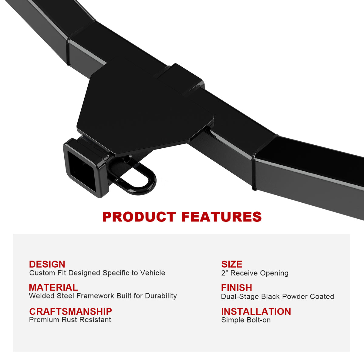 Carbon Steel Rear Hitch Class 3 2007-2014 Ford Edge\2007-2015 Lincoln MKX HT24CCJ50