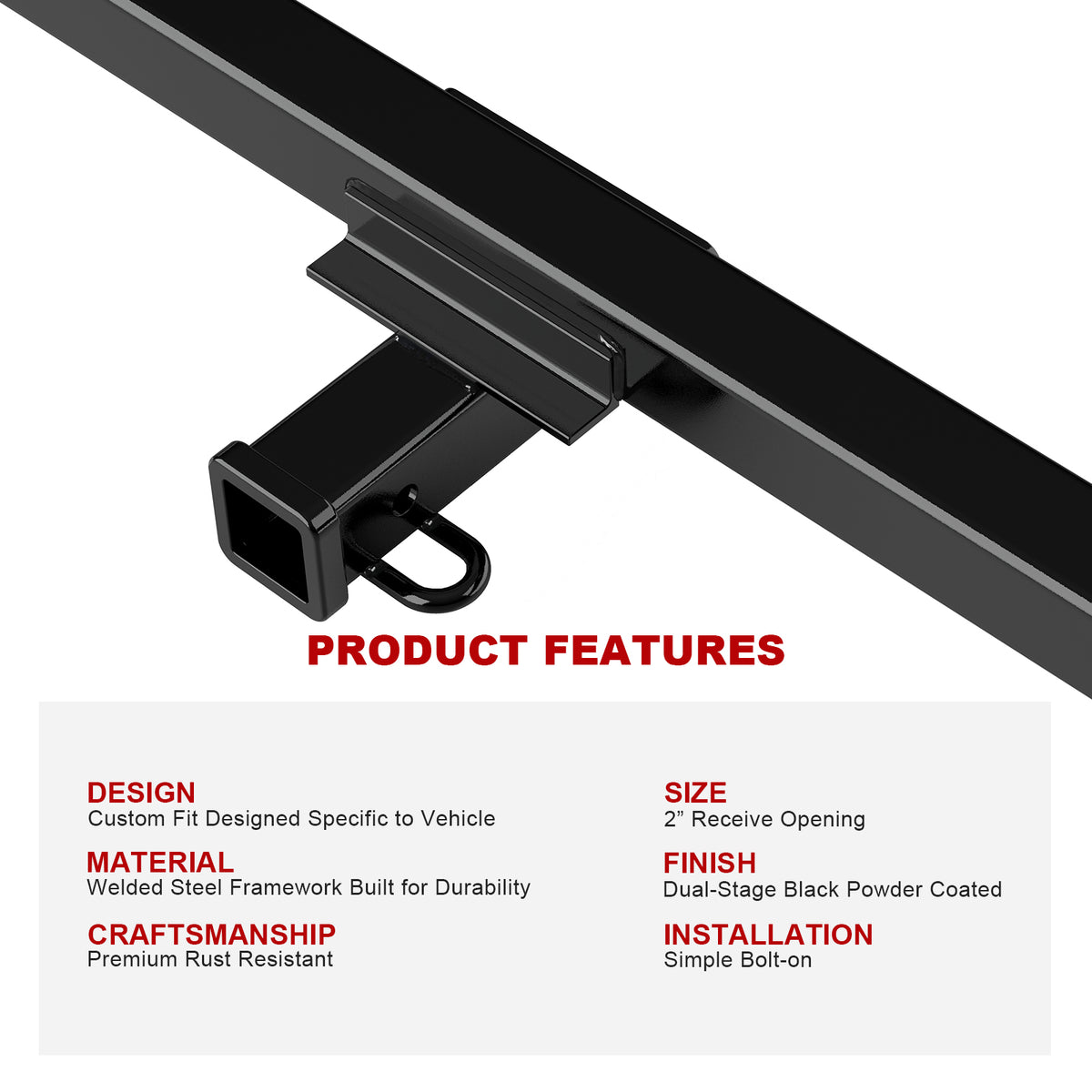 Carbon Steel Rear Hitch Class 3 2005-2026 Nissan Frontier\2009-2012 Suzuki Equator HT24CFD08