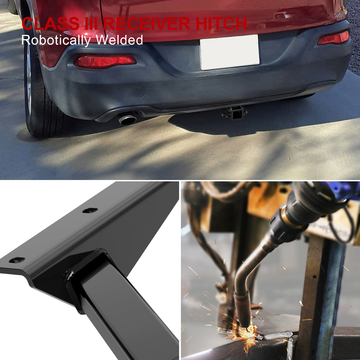 Carbon Steel Rear Hitch Class 3 2014-2015 Jeep Cherokee (Latitude/Limited/Sport/Trailhawk)\ 2016 Jeep Cherokee(Trailhawk/Sport/Overland/Limited/Latitude/75th Anniversary)\ 2017-2018 Jeep Cherokee (Latitude/Limited/Sport/Trailhawk/Overland) HT24CJA72