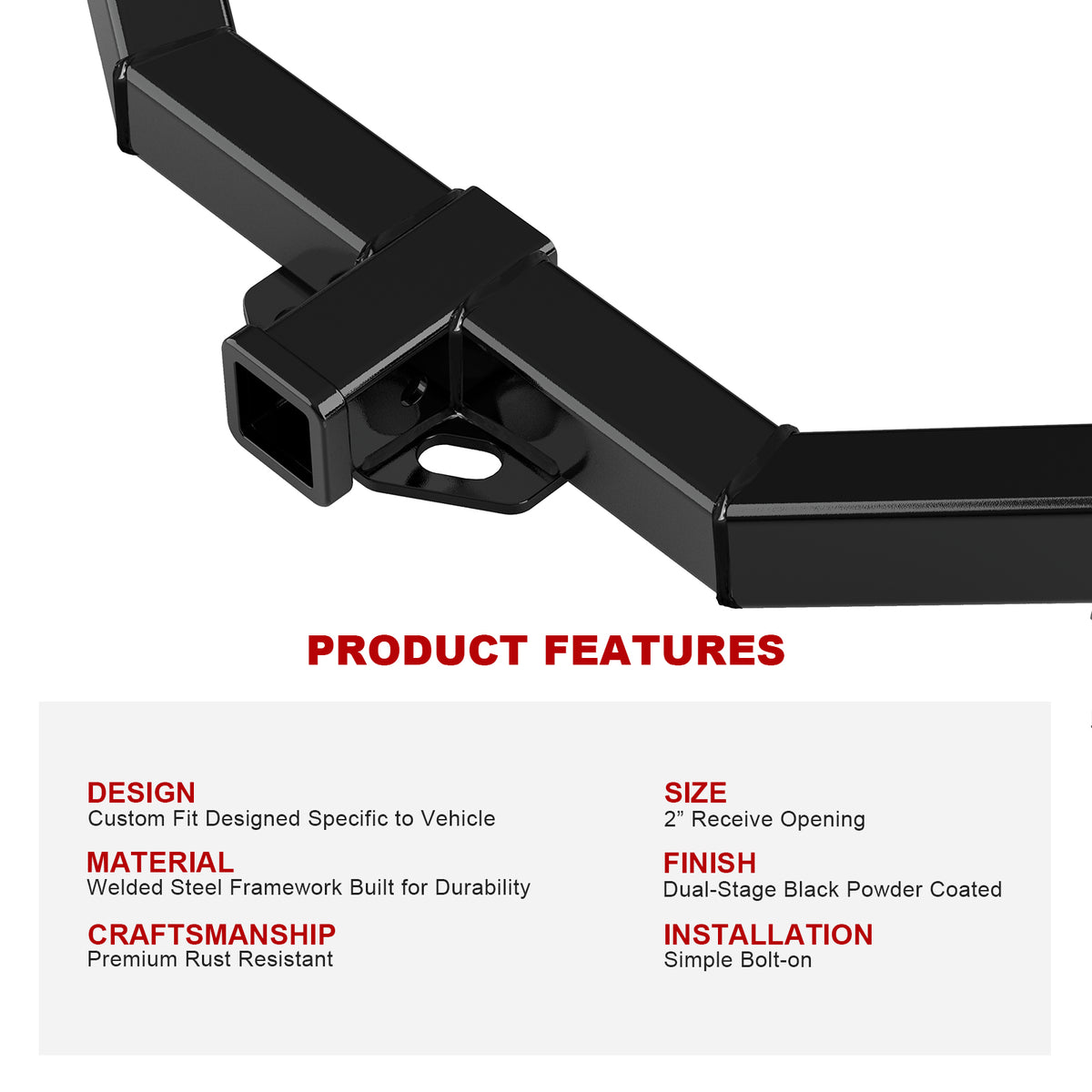 Carbon Steel Rear Hitch Class 3 2011-2026 Dodge Durango Excluding SRT\2012-2021 Jeep Grand Cherokee Excluding SRT, SRT8 or Trackhawk\2022 Jeep  Grand Cherokee WK All HT24CJA82