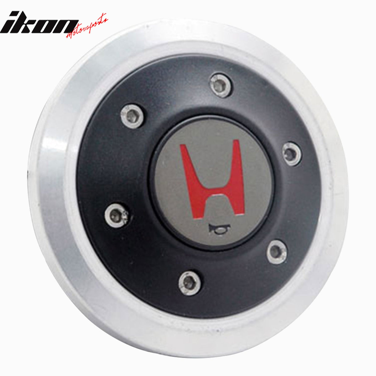 Silver/Black Steering Wheel Horn Button Red Letter H Logo For Honda