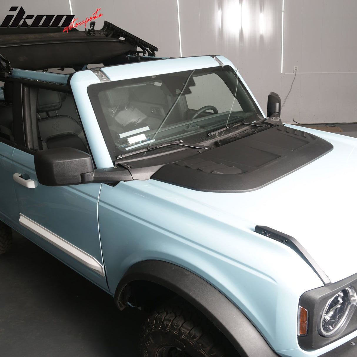 2021-2025 Ford Bronco Non-Functional Black Front Hood Bonnet Cover ABS