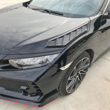 2016-2020 Honda Civic 10th Gen V2 Style Black Hood Vents ABS