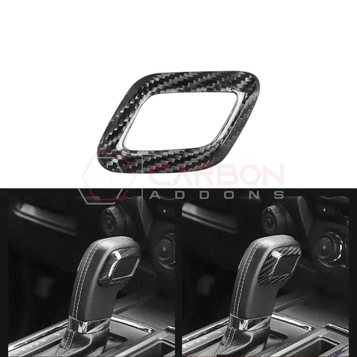 Shift Knob Chrome Trim Delete Carbon Fiber Cover For F150 2015-2020