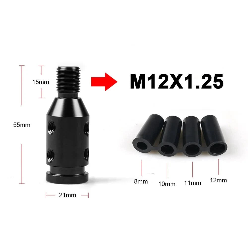 Universal Manual Gear Shift Knob Adapter – Aluminum M10x1.5 & M12x1.25 Thread Conversion Kit