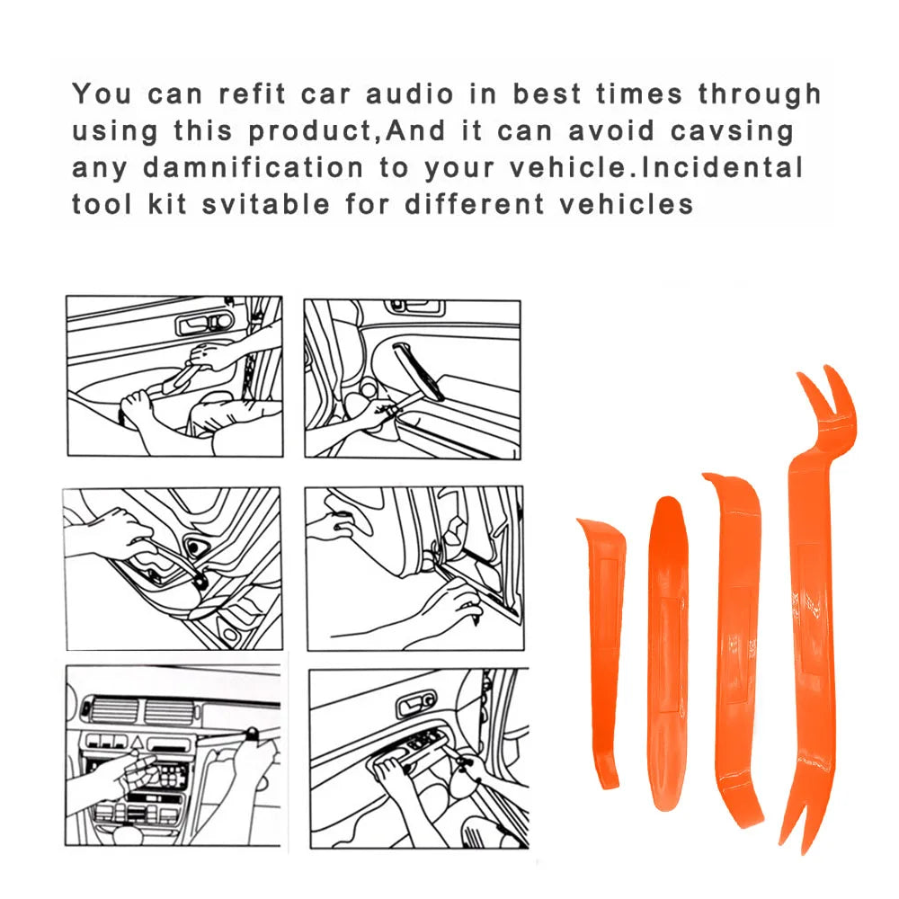 Trim & Panel Removal Tool Kit (4-Piece) – Interior/Exterior Pry Tools for Automotive