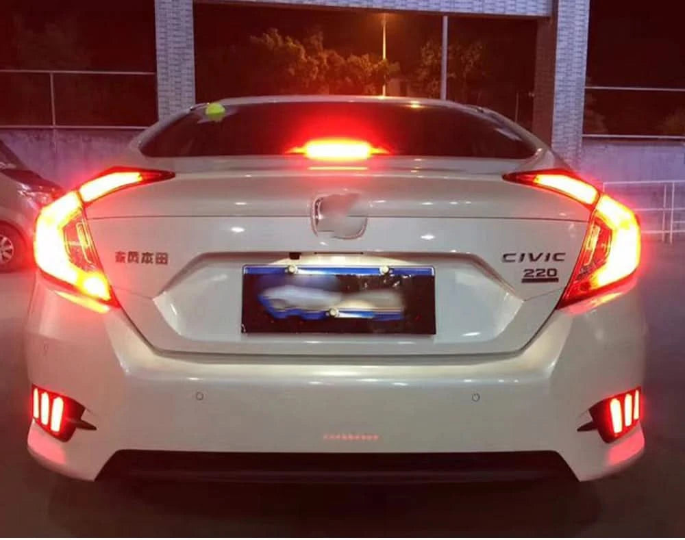 LED Rear Bumper Tail Light Set – For Honda Civic 2016–2018 | DRL, Brake & Turn Signal Reflector Lamps (Left & Right)