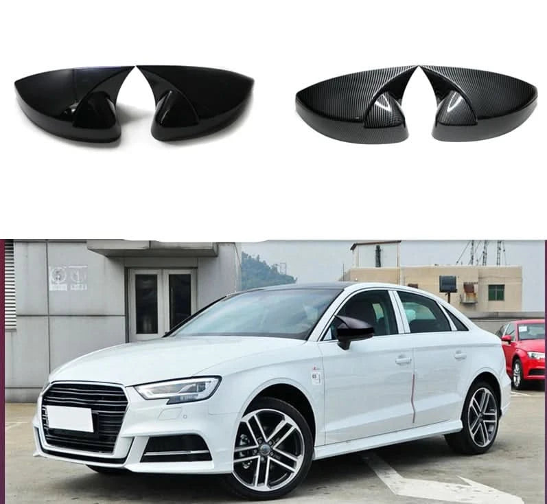 Carbon Fiber Pattern or Gloss Black Rearview Mirror Covers for Audi A3 / S3 / RS3 8V (2013–2019)