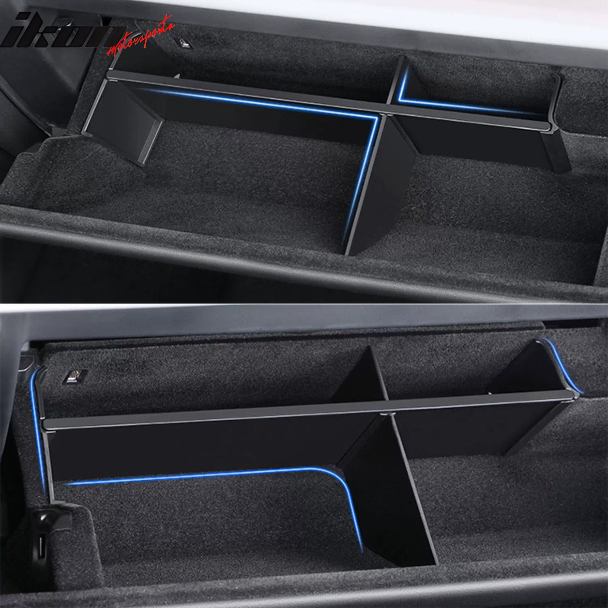2022-2024 Tesla Model Y Black Glove Compartment Storage Organizer PP