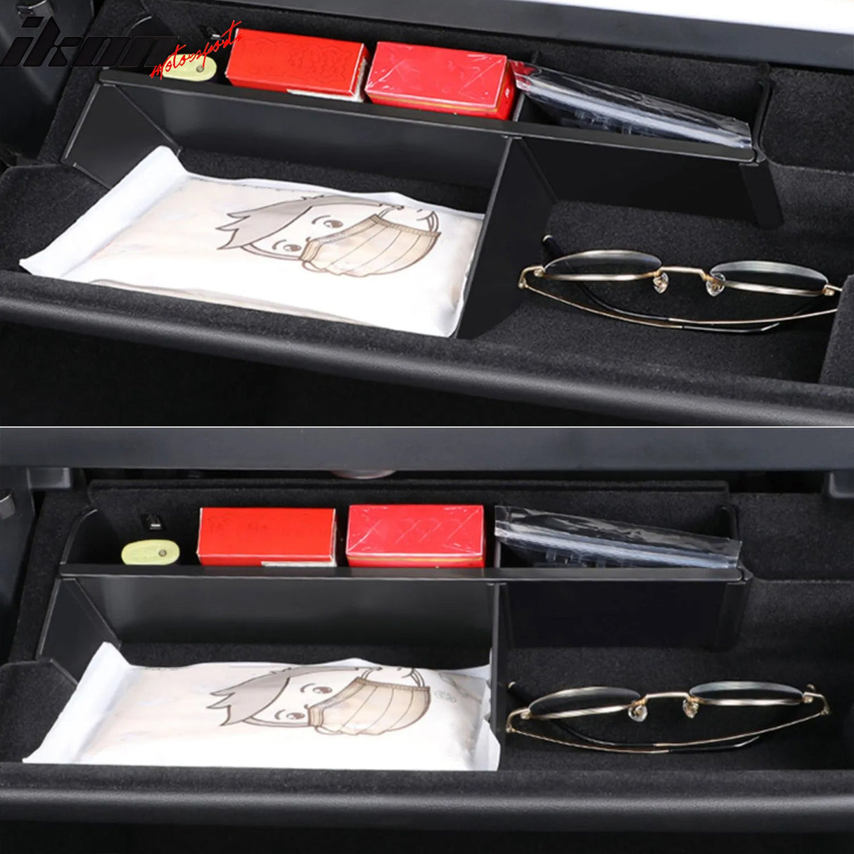 2022-2024 Tesla Model Y Black Glove Compartment Storage Organizer PP