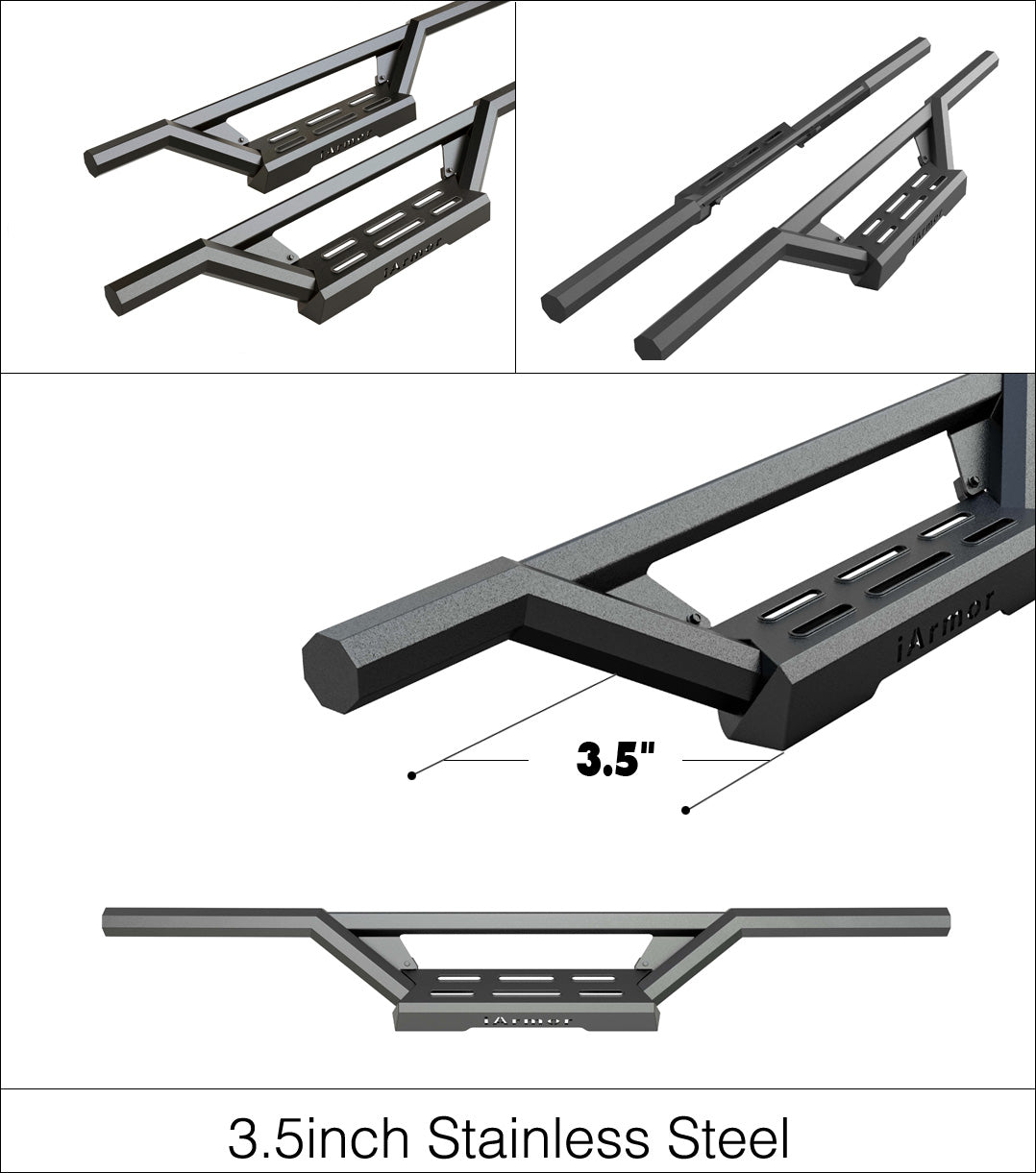 Stainless Steel with 6061 Aluminum Step Pad Both Sides Nerf Bar M3 Chevy Silverado 1500\Chevy Silverado 1500 LD\Chevy Silverado 2500\Chevy Silverado 3500\GMC Sierra 1500\GMC Sierra 1500 Limited\GMC Sierra 2500\GMC Sierra 3500 IA03WAI6B