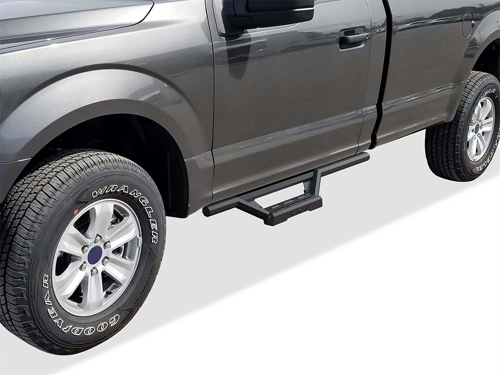 Stainless Steel with 6061 Aluminum Step Pad Both Sides Nerf Bar M3 2015-2026 Ford F-150 Regular Cab (Excl. 2022-2026 F-150 Lighting EV)\ 2017-2026 Ford F-250/F-350/F-450/F-550 Super Duty Regular Cab IA06WAH9B
